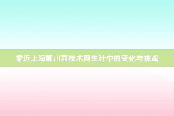靠近上海顺川嘉技术网生计中的变化与挑战